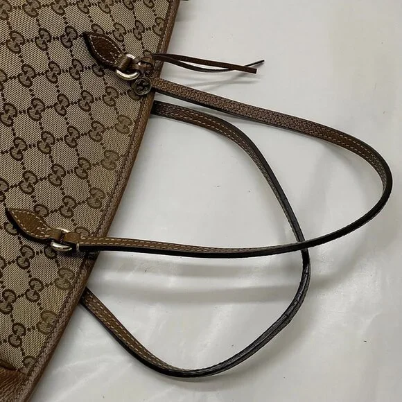 Authentic Gucci Brown Canvas Tote Bag mn391-021726